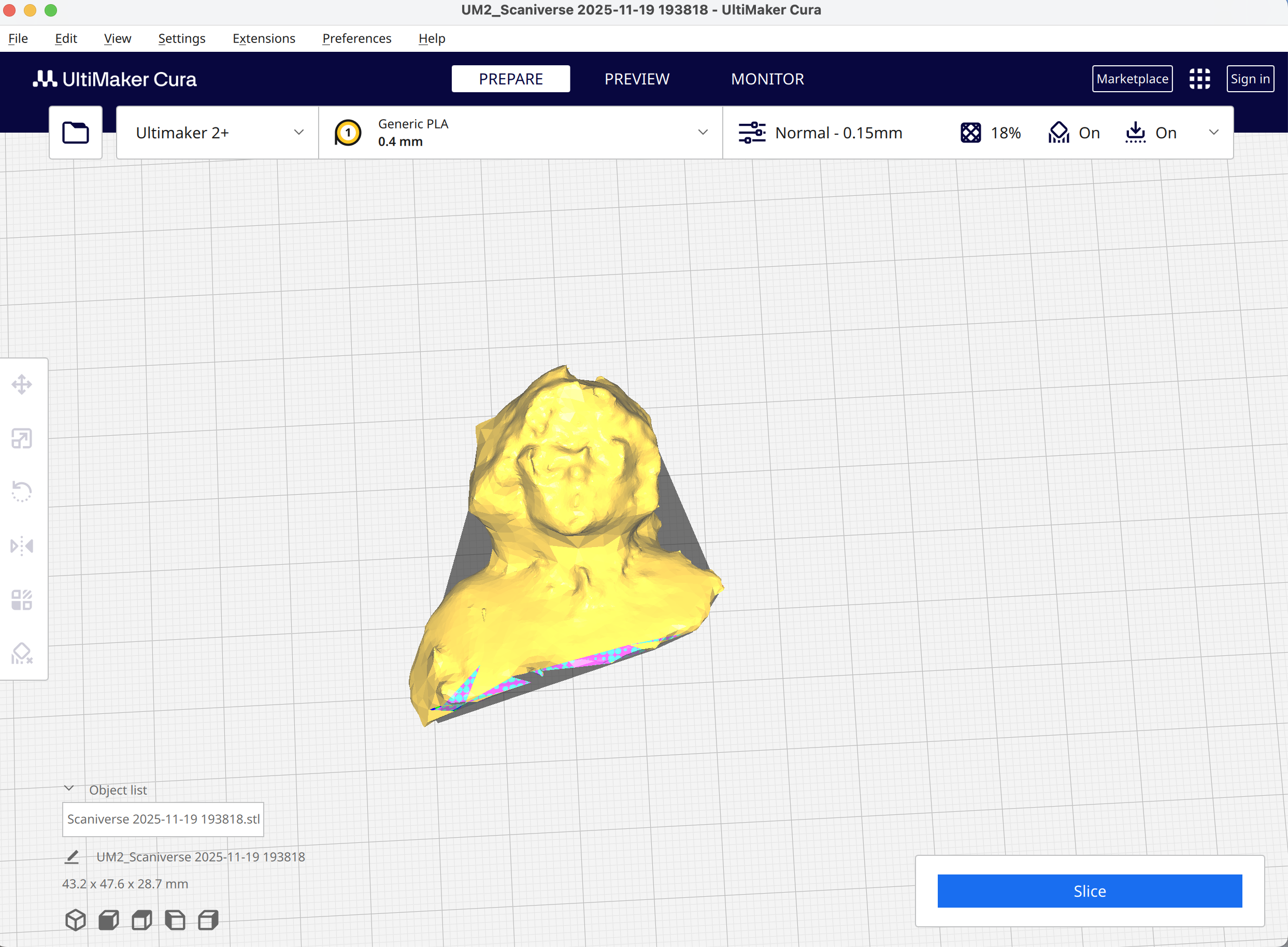 The front view of a facial 3D model.